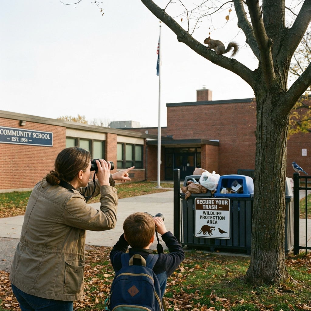Back-to-school pickup lines and parking lots: simple ways to keep kids wildlife-aware (birds, squirrels) without feeding or chasing
